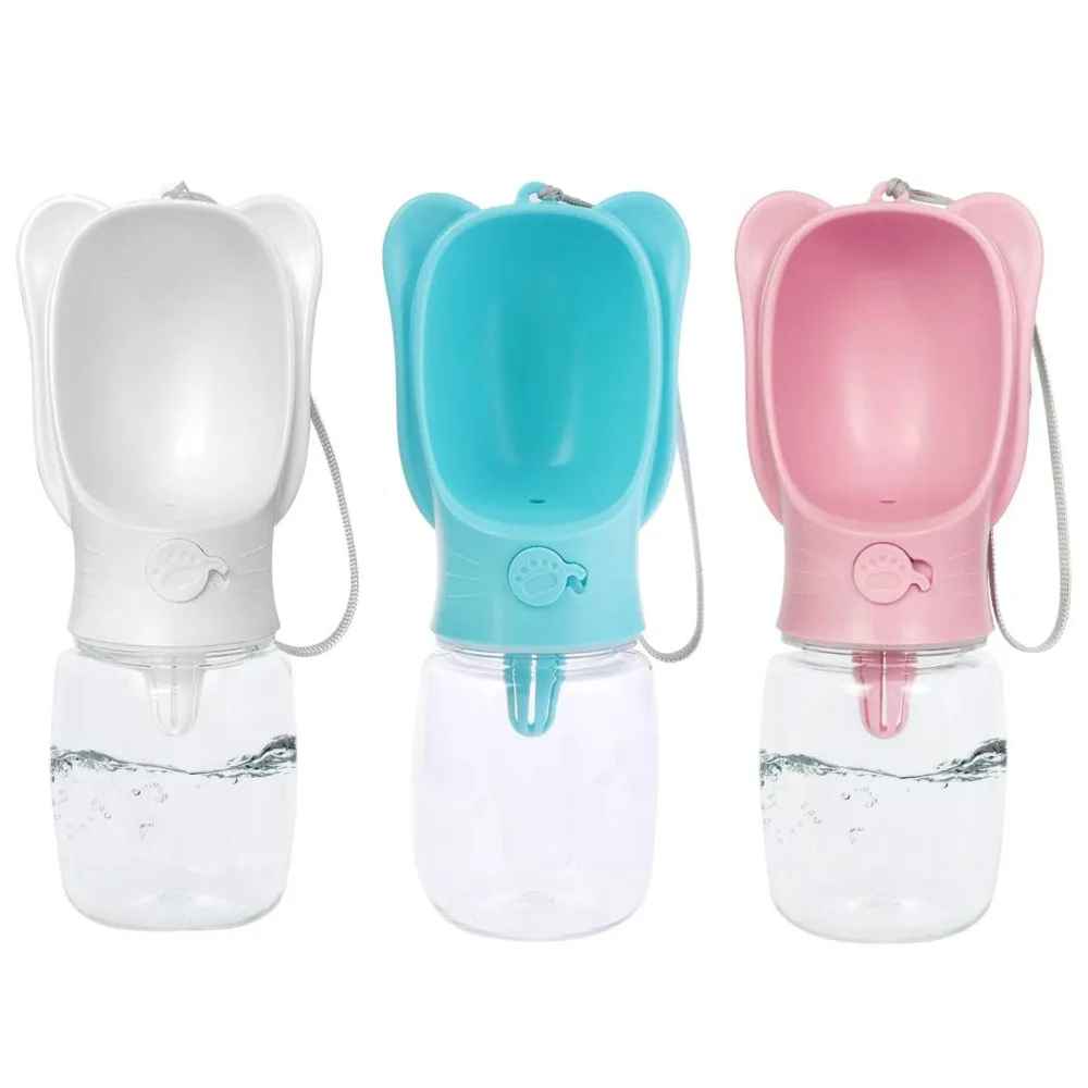 

Wholesale Factory Manufacturer Plastic Travel Drink Feeder Portable Pet Dog Water Bottle With Cat Ears, Pinl/blue/white