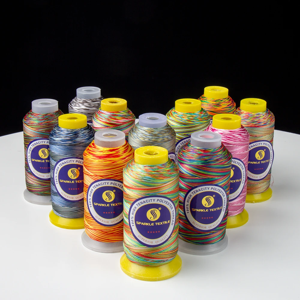 

Best Sell Multicolor 150D/300D/420D/630D/840D/1260D High Tenacity Sewing Thread Rainbow Spun Polyester Sewing Thread, Multi colors