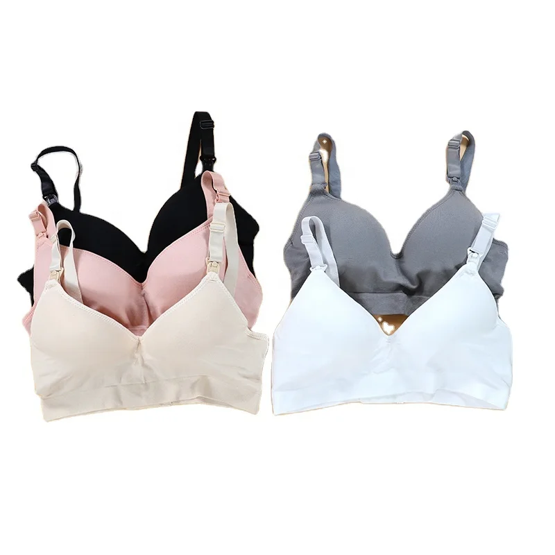 

Sexy front open breastfeeding nursing latest comfortable ventilated seamless maternity bra, Black,complexion, white, pink, gray