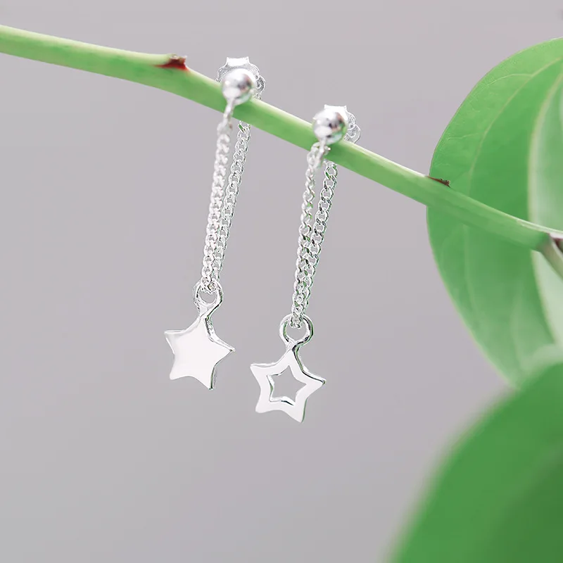 REETI 925 Silver Asymmetric Star Stud Earrings for Women Elegant Wedding Jewelry