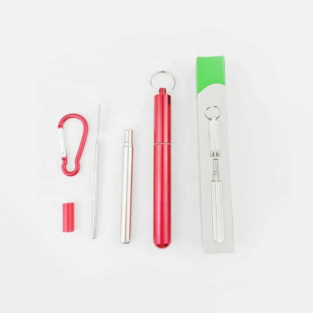 

Stainless Steel Telescopic Drinking Straw Portable straw For Travel Reusable Collapsible Metal Drinking Straw With Brush