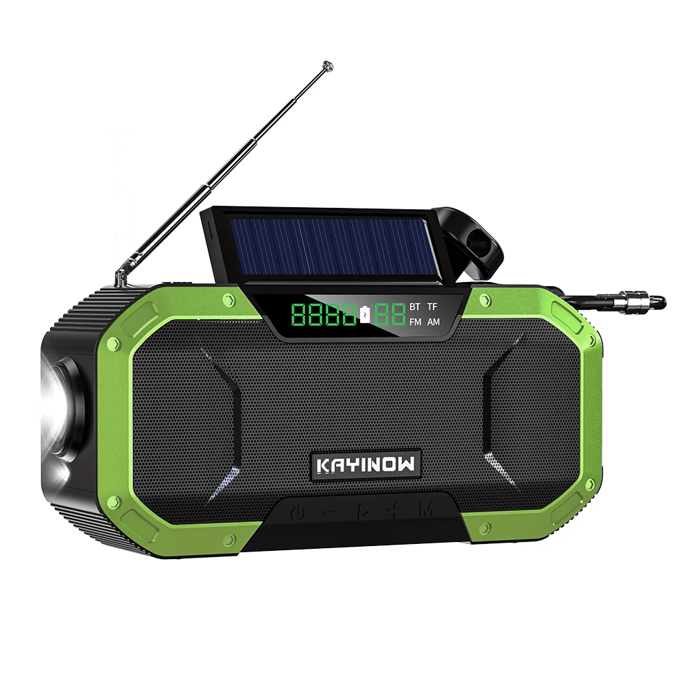 

Mini portable radio speaker solar rechargeable flashlight 5000mAh mobile power emergency solar hand crank generator with AM FM B