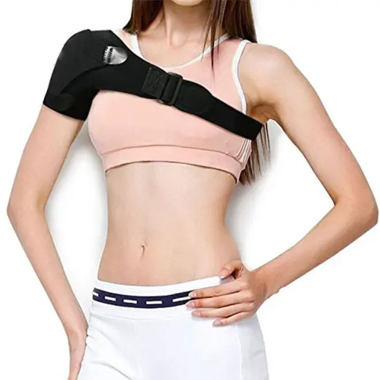 

Adjustable Breathable Gym Sports Care Single Shoulder Support Back Brace Guard Strap Wrap Belt Band Pads Black Bandage Men/Women