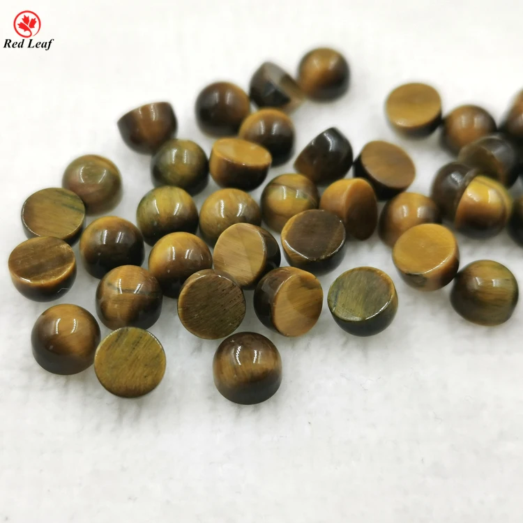 

Natural Yellow Tiger Eye Gemstone Round Cabocho Loose Beads For Jewelry Making