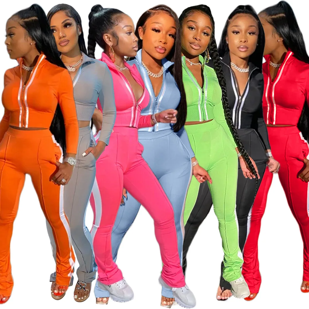 

trending products 2021 new arrivals fall winter women sets two piece sweatpants set custom jogging suit casual workout clothing