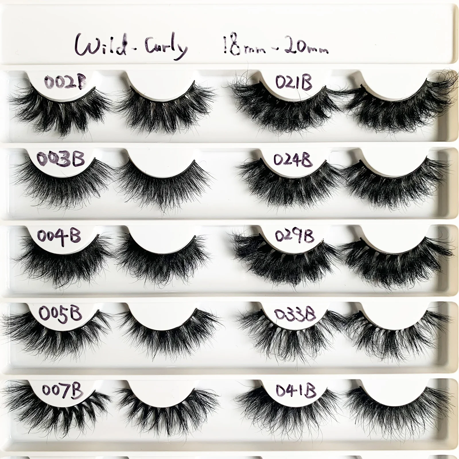 

18mm 20mm 3D fluffy wispy mink eyelashes custom box packaging logo B-Series