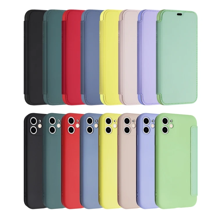 

Wholesale Imitate Liquid Silicone Horizontal Flip Leather Card Slots Case for iPhone 11 Pro Max for iPhone 12 Mini Pro Max