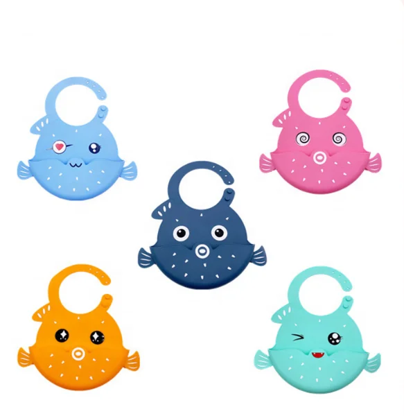

Wholesale Stock Waterproof Silicone Baby Bibs for Children, Sky blue, lake blue, orange, pink, dark blue