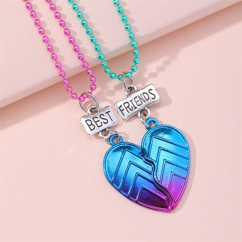 

New Arrivals BFF Best Friend Series Heart-shaped Splicing Pendant Fashion Jewelry Necklaces Wholesale