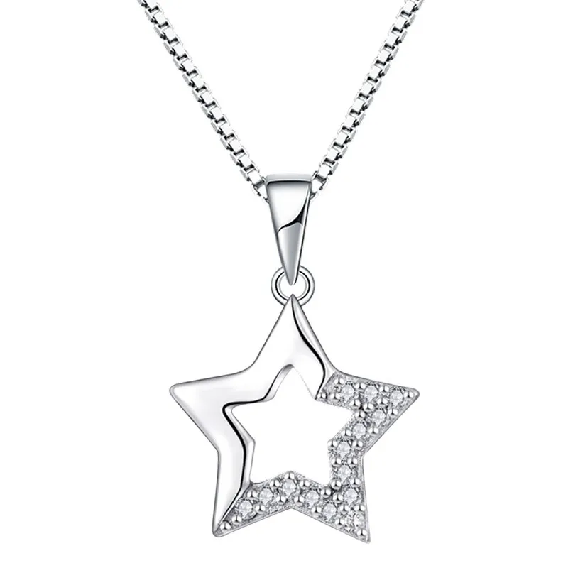 

Fashion jewelry white zircon 925 Sterling silver star pendant necklace for women jewelry