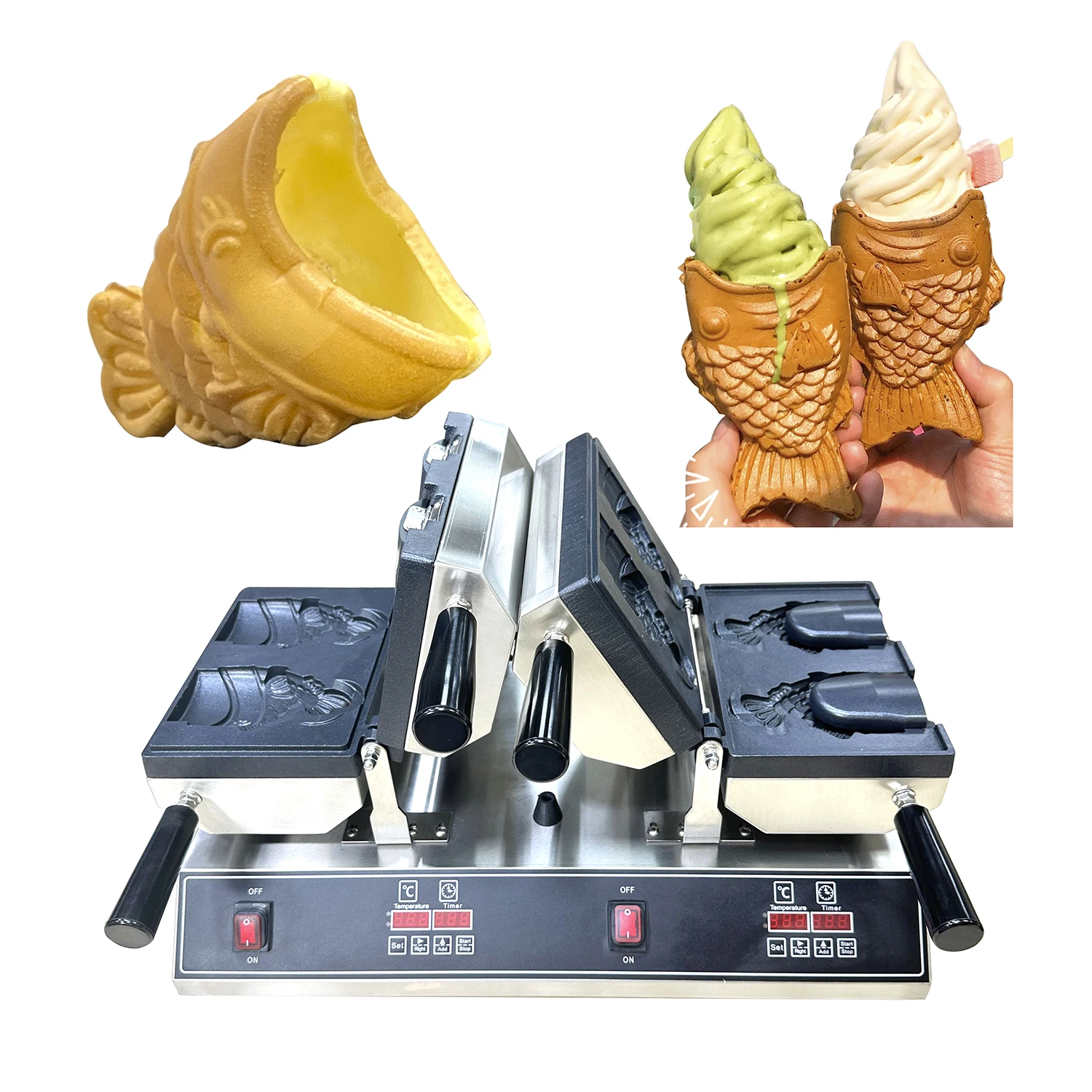 

Japanese Street Food Fish Ice Cream Cone Taiyaki Machines Electric Waffle Maker