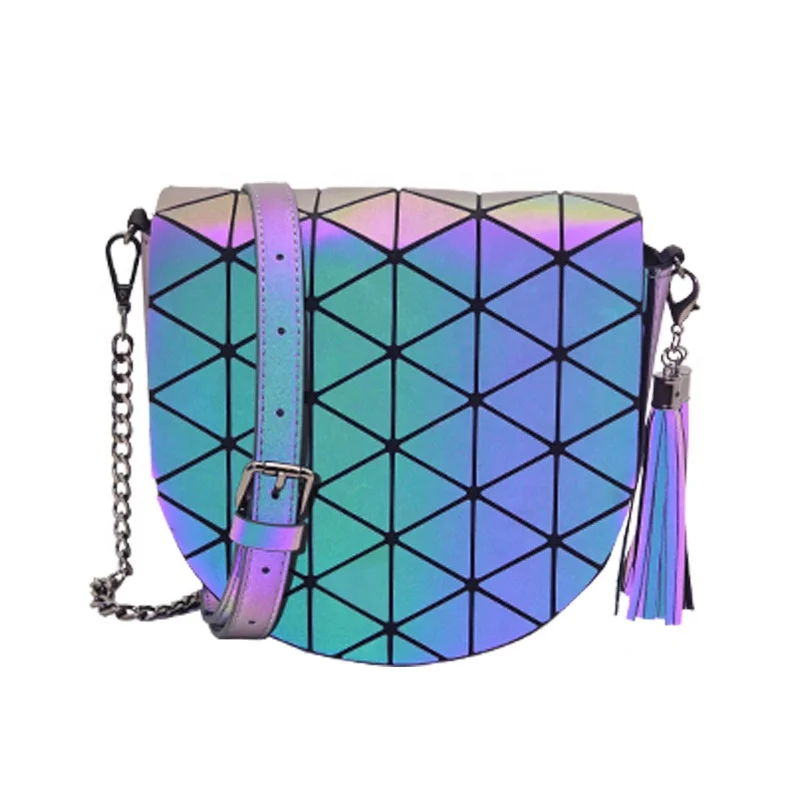 

Semicircle shaped package sling bag holographic reflect bag for girls, Luminous