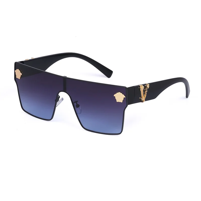 

2021 New arrival rivets decoration V letter square men sunglasses 10086