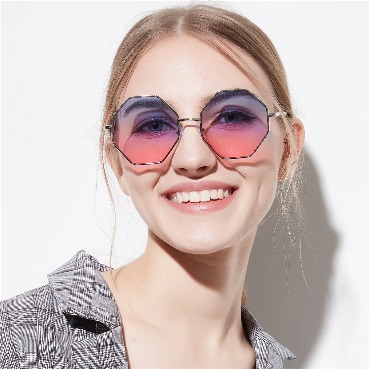 

7 Square Sunglasses Female Rhombus Polygon Color Transparent Lens Sunglasses European and American Popular Glasses