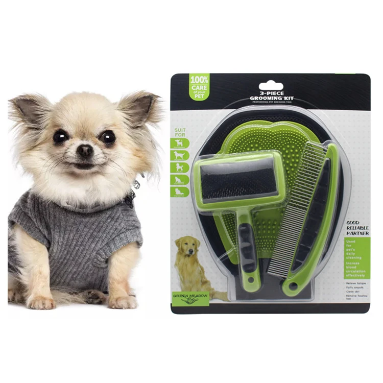 

Pet grooming set Dog/Cat hair brush gloves comb set