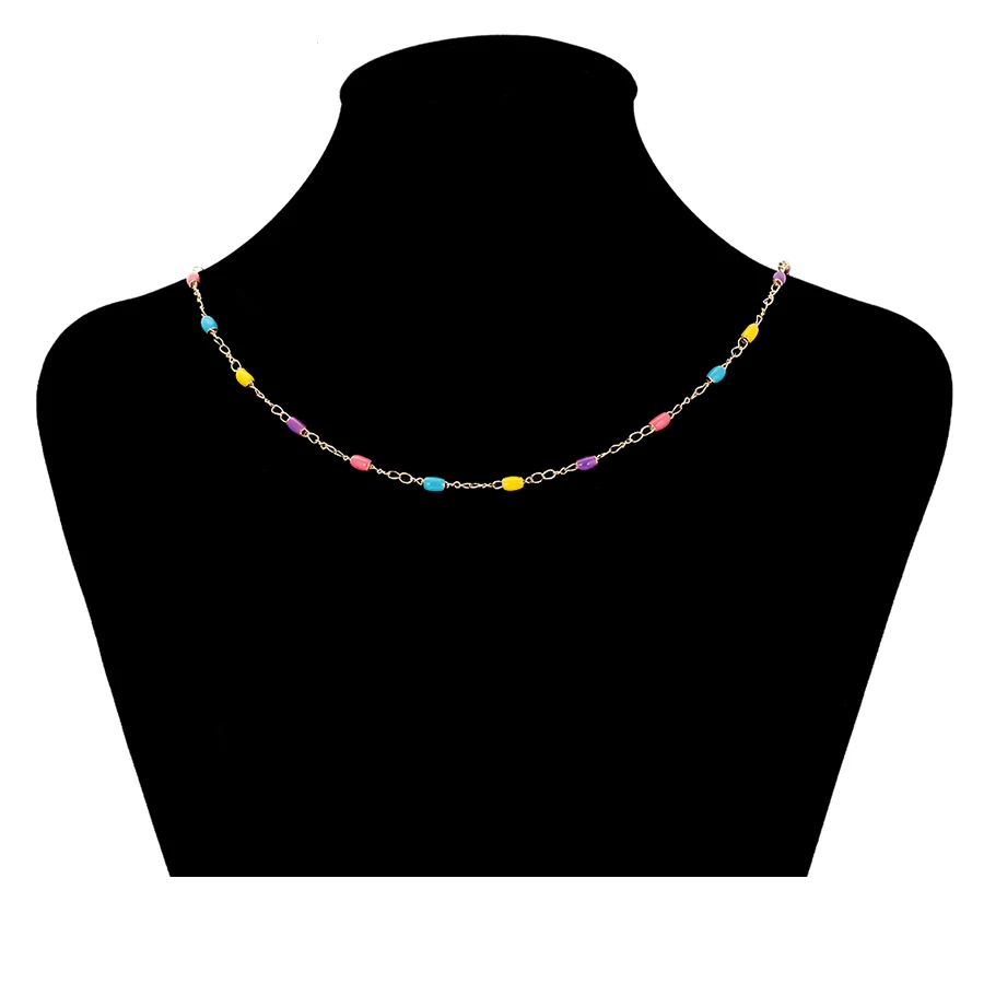 

45126 xuping latest style gold plated party gift color chains bead necklace with promotion price