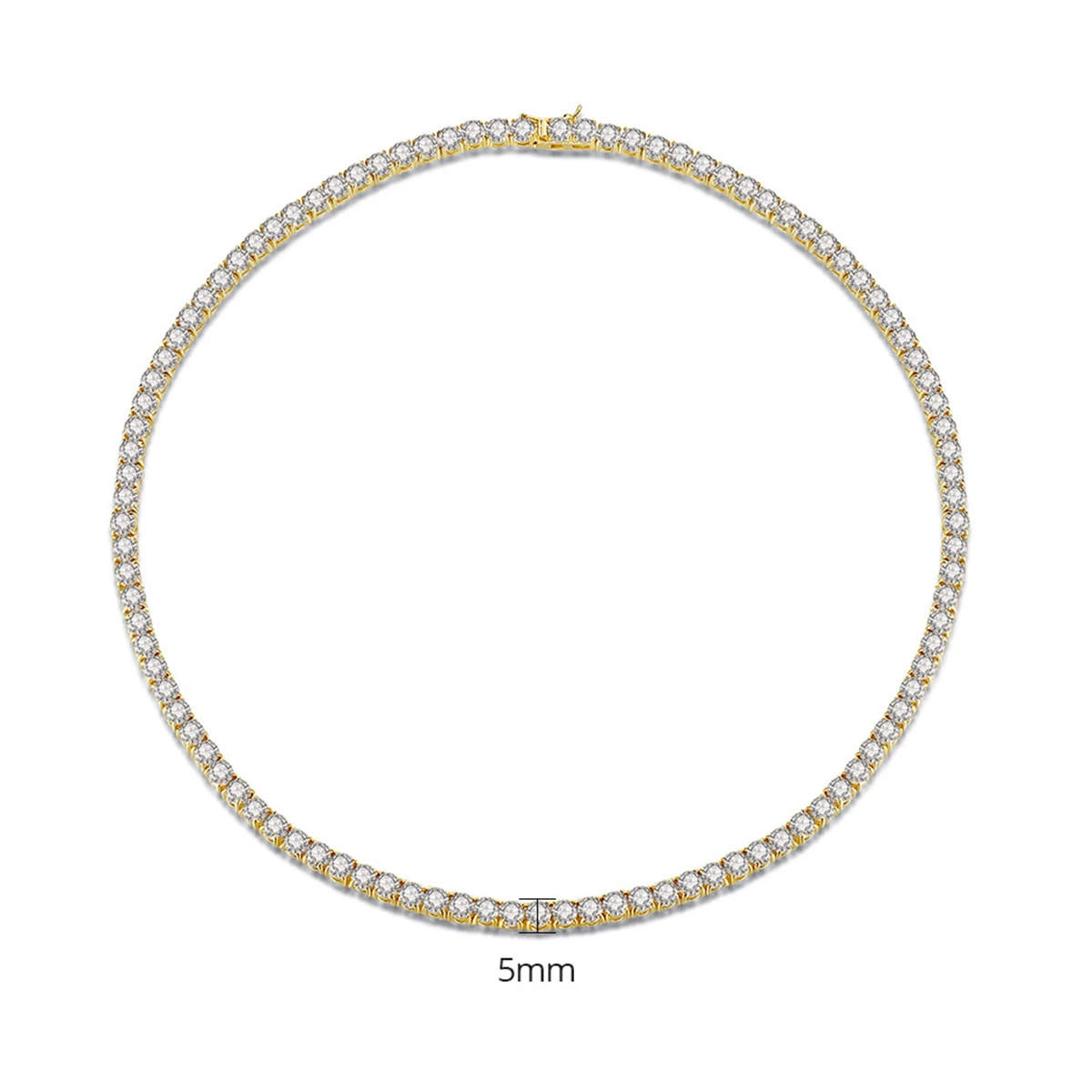 LUOTEEMI 5mm Tennis Chain Diamond Necklace Iced Out Hip Hop Golden Tennis Chain Bling CZ Necklace