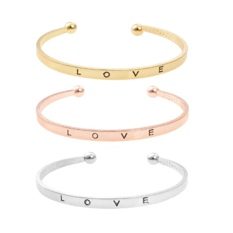 

Hot selling Korean jewelry simple love open bracelet simple bracelet wholesale factory direct sales, As shown in picture