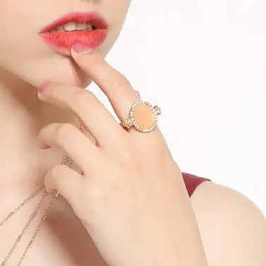 

jz00111c Amazon Hot Selling Mexico Pink Stone Summer Rings Sweet Jewelry Women Rose Color Gold Rings, As picture