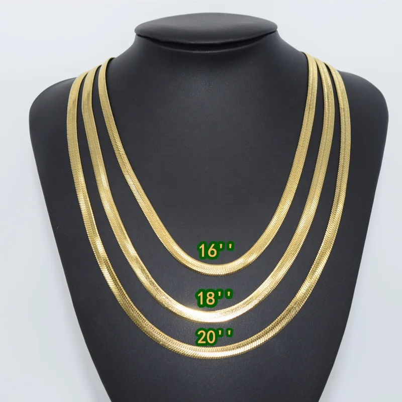 

High Quality 5mm Snake Bone Chain Stainless Steel Choker Gold Flat Snake Chain