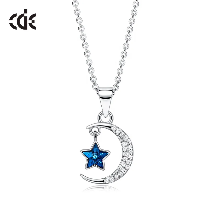 

CDE YP1542 Fashion Crystal Jewelry 925 Sterling Silver Necklace For Women 2023 Rohodium Plated Star Austrian Crystal Necklace