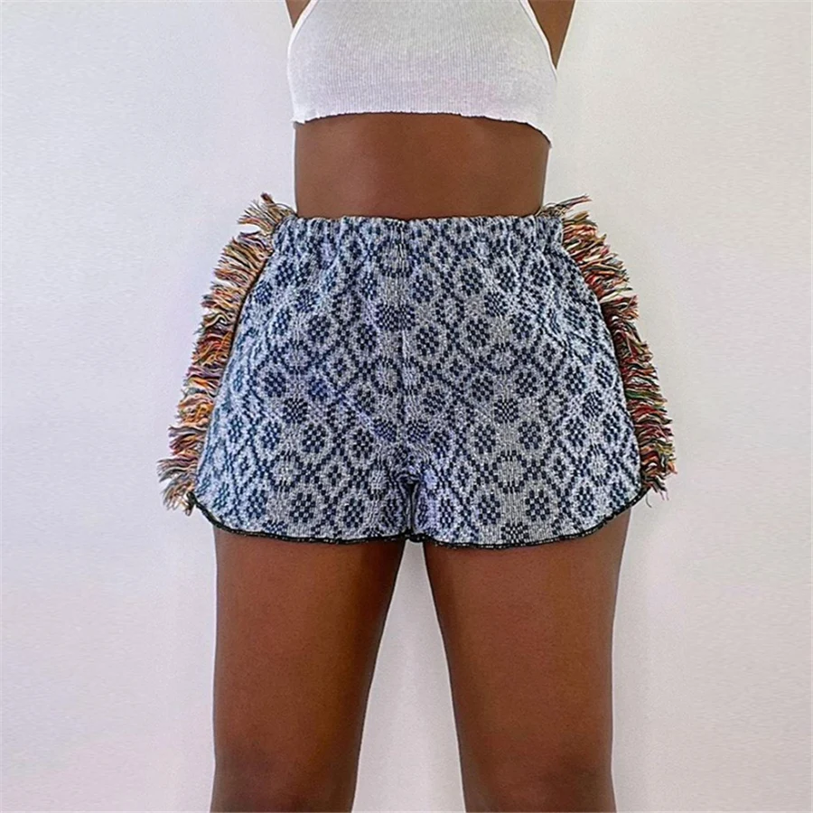 

Kliou K21P02258 Summer Print Skinny 2021 Hot Pants Biker Shorts Women Shorts