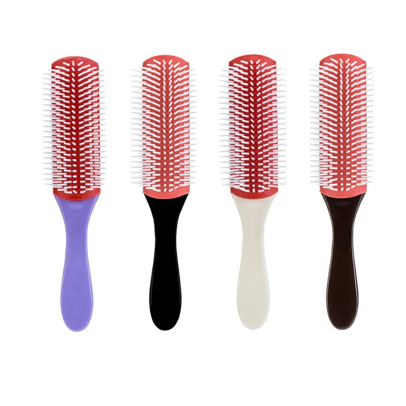 

Custom logo salon Styling Curling 9 Row Hair Brush household Detangle Feature Black Paddle Hair Brush