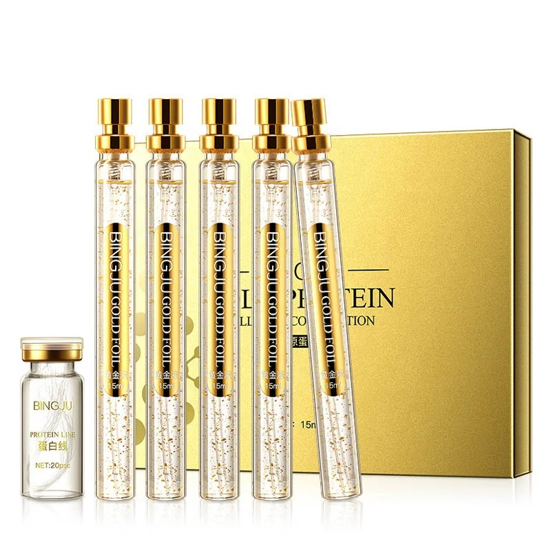 

Private Label Organic Korean Beauty Facial Thread Lift Essence 24k Gold Protein Collagen Combination Face Serum Skin Care Set