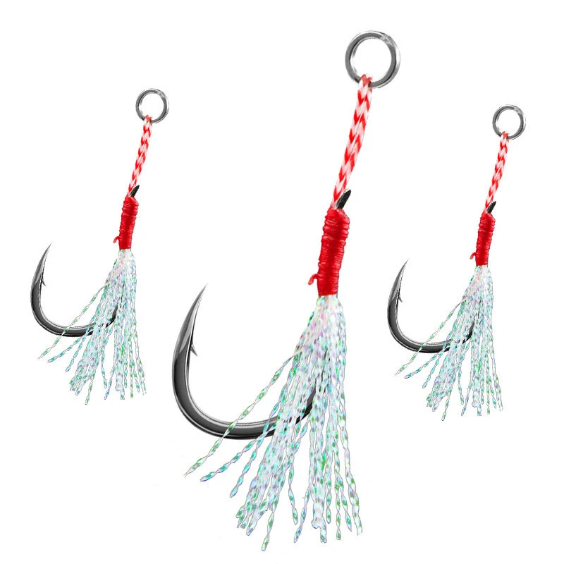 

Evercatch Jigging circle carbon steel Sea Fishing Hook with feather