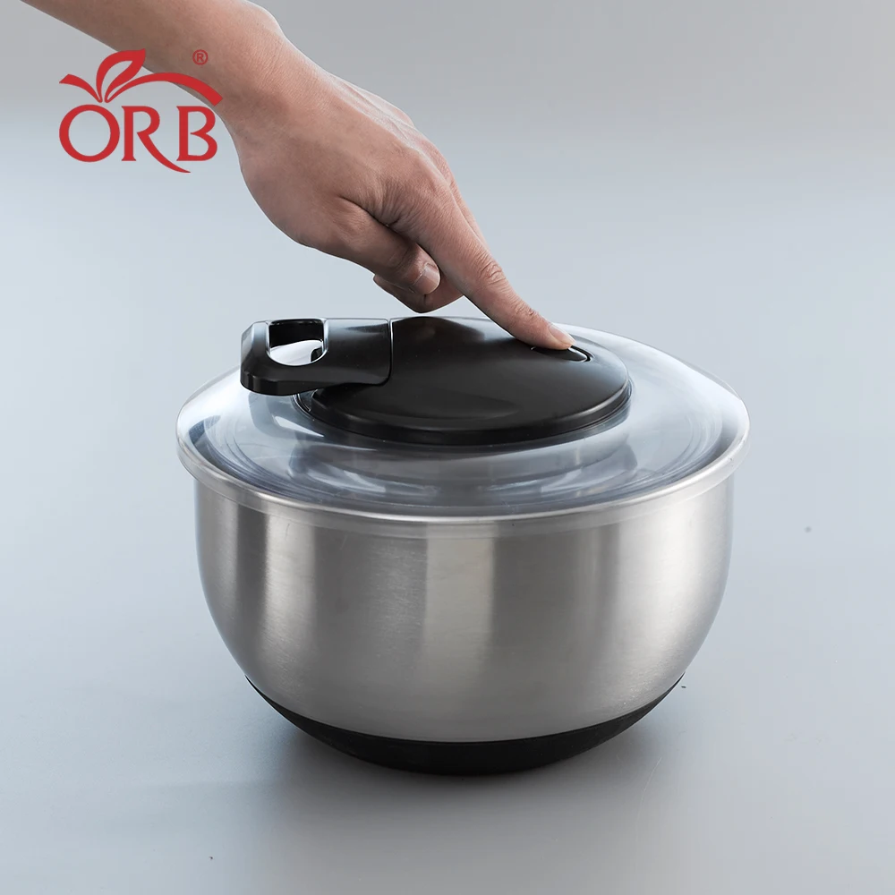 
Kitchen manual pull cord stainless steel salad spinner 