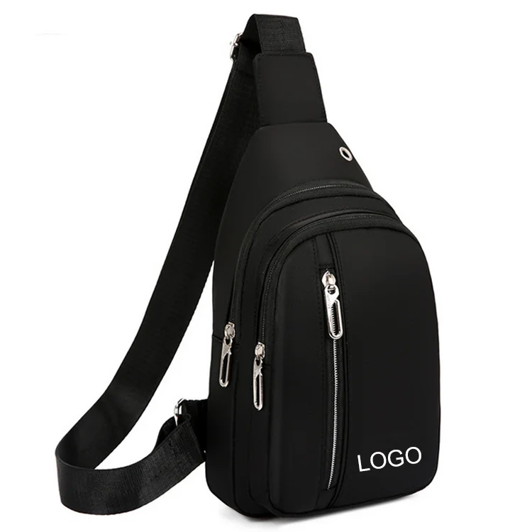 

custom cheap backpack simple hippy charge student chest harness bag black crossbody sling bag