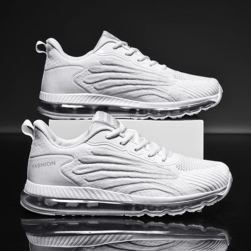 

High Quality Men's Running Style Outdoor Sneakers Breathable Comfortable Mesh Casual Fitness Walking Shoes, White