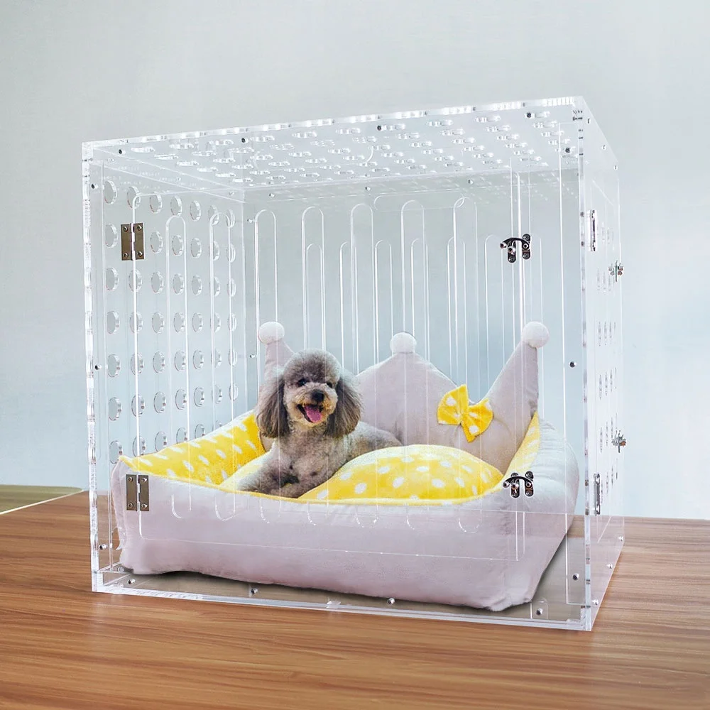 Luxury Customized Plastic Pet Kennel Clear Acrylic Dog Kennel Cage With