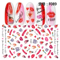 

Love heart kiss rose decorations valentines day 3d customized nail art sticker