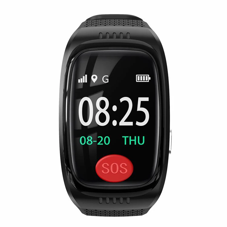 

Elder fever detection geofence watch GPS tracker with sos, Black