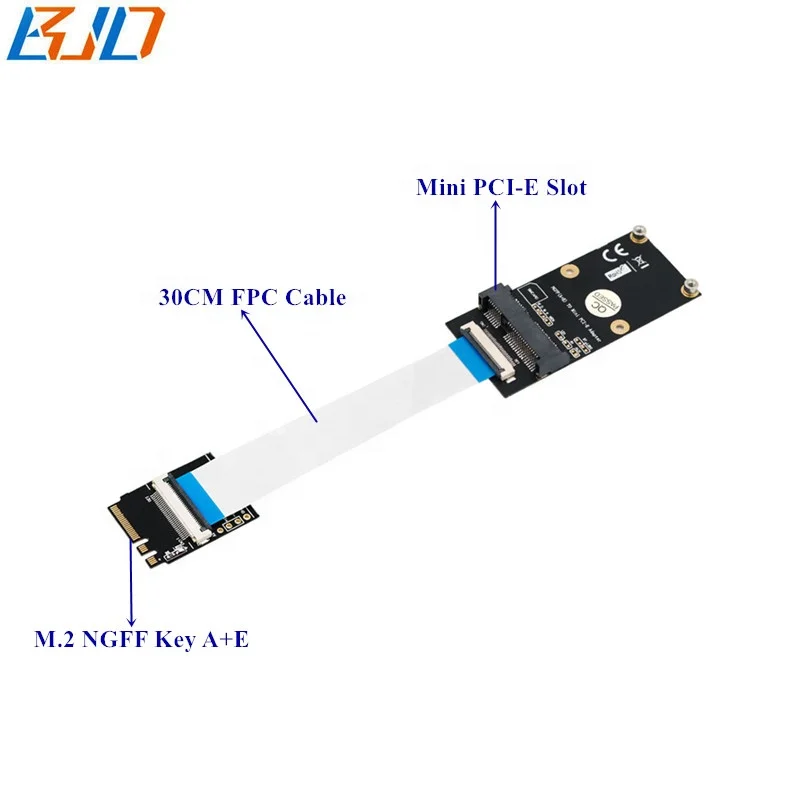 

Mini PCIe PCI-E Wifi BT Module Adapter to M.2 key-A Key-E Key A+E Interface Converter Riser Card with 30cm FPC Cable, Black