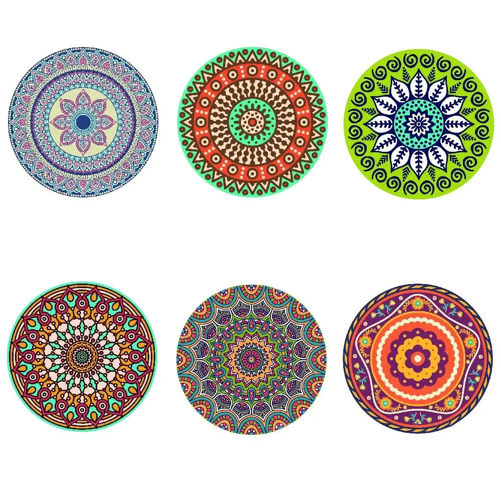 

1Pc Round Mandala Flower Ceramic Coasters Non-Slip Insulated Place Mat Coffee Tea Cup Placemats Decoration