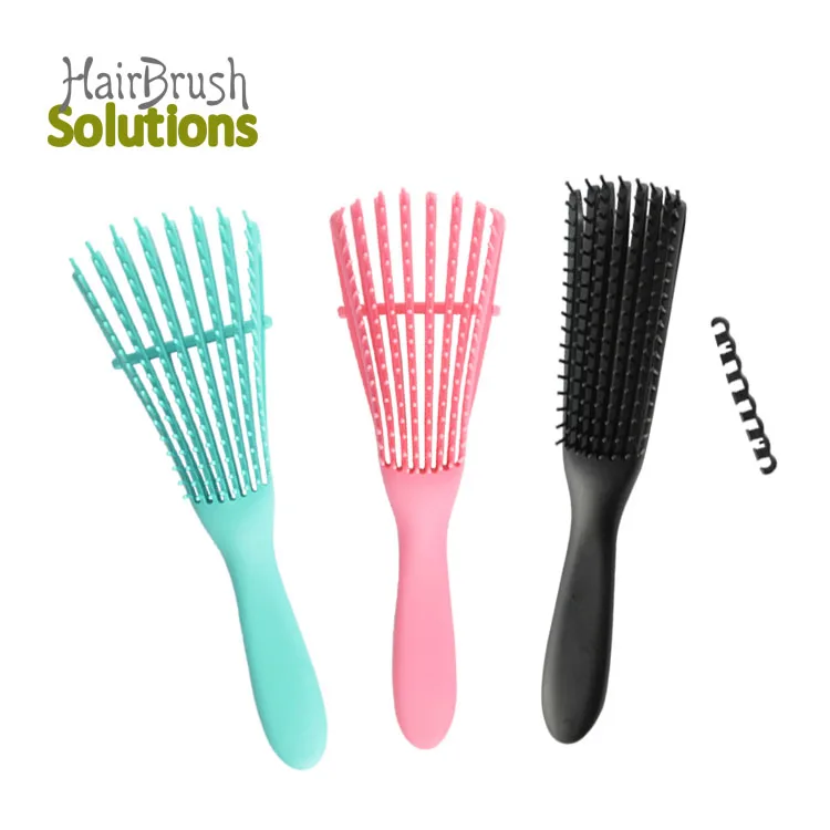 

Escova De Cabelo Private Label Detangler Hairbrush Logo Wig Brush Green Octopus 8 Rows Deangling Hair Brush Set For Extensions