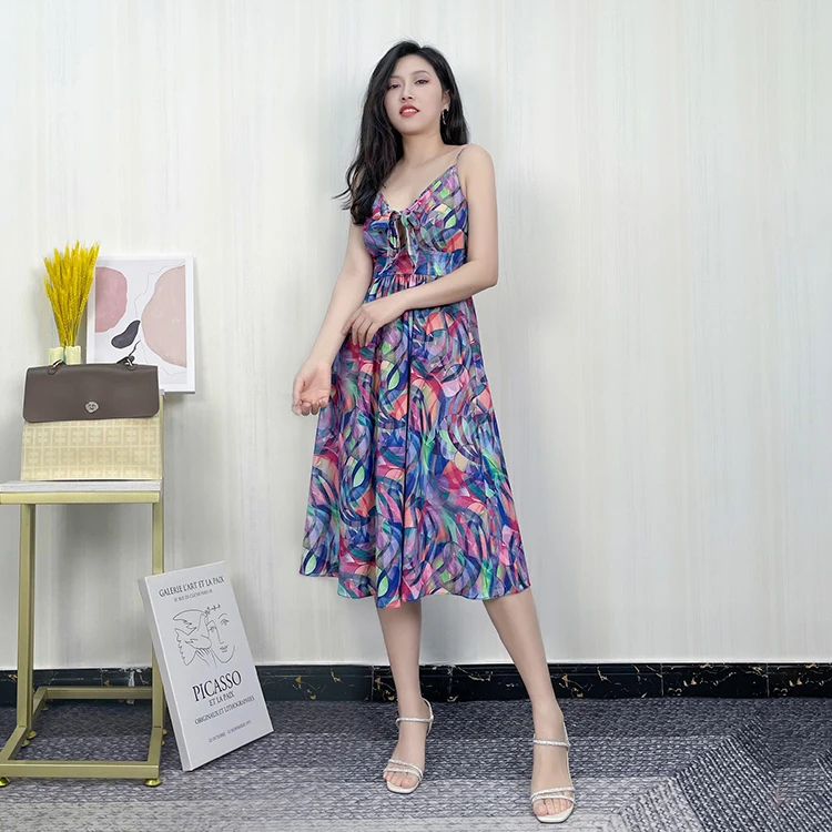 

new fancy print women designer casual fashion slip dresses wholesale