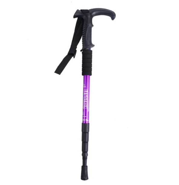 

Outdoor Travel Trekking Poles 4 Section T Handle Telescopic Mountain Climbing Elderly Walking Stick Aluminum Alloy Trekking Pole