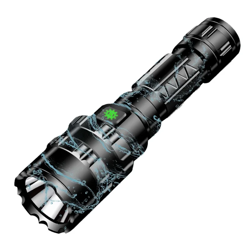 

Cross-border special USB rechargeable flashlight long shot mini waterproof night riding hunting lamp LED strong light flashlight, Black