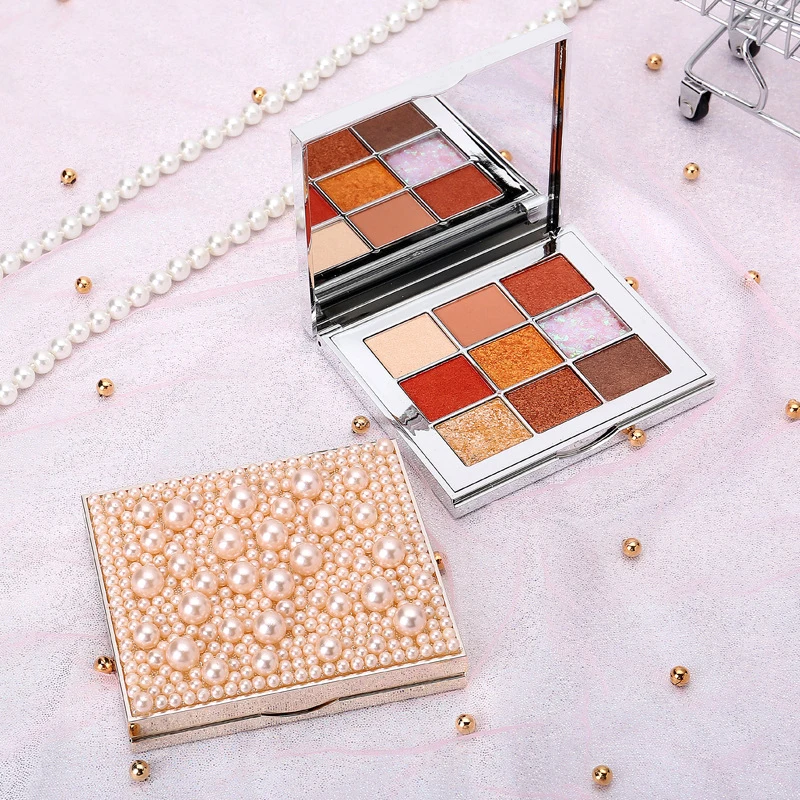 

2021 Luxury low moq glitter waterproof private label eye shadow pearl eye shadow palette