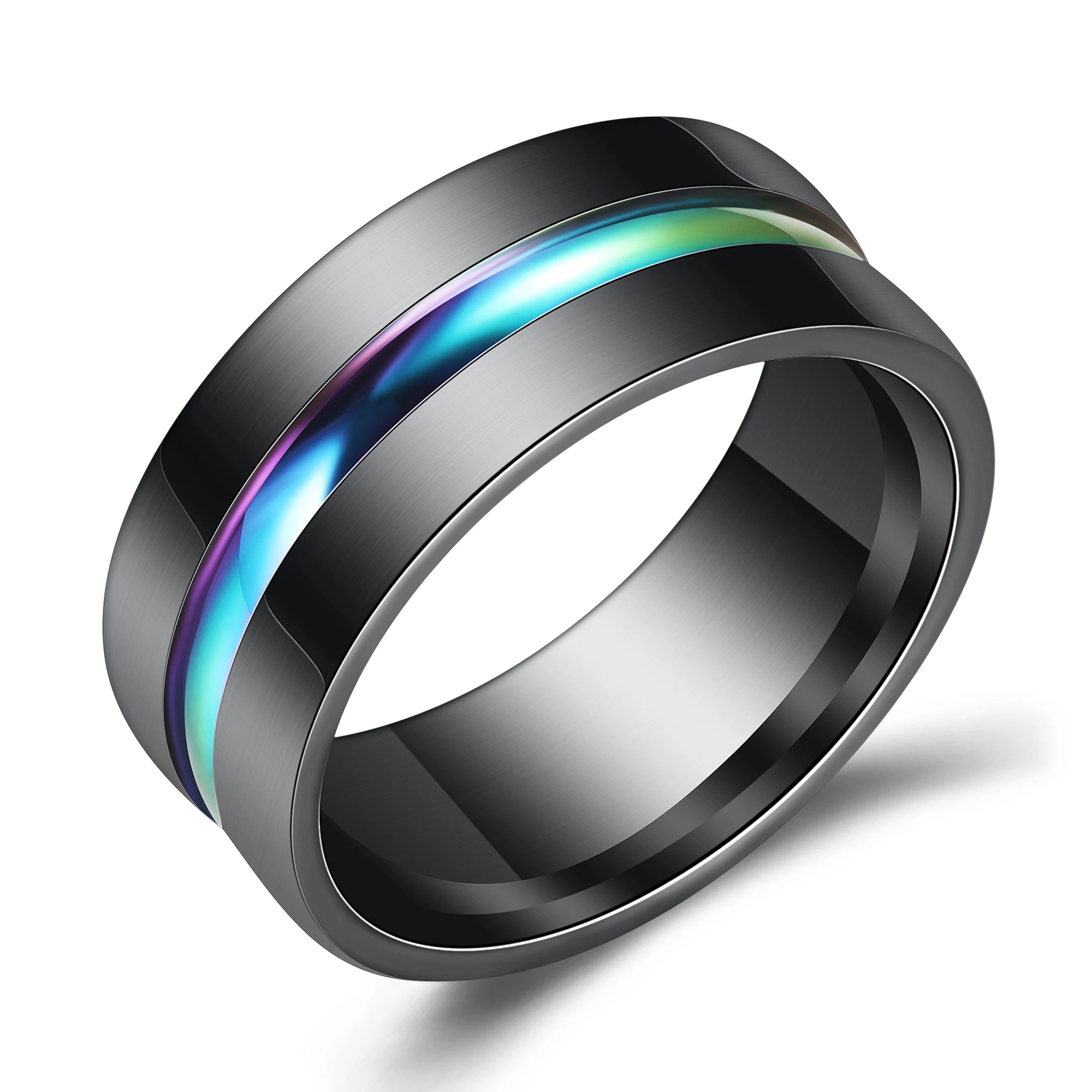 

Fashion 8MM Stainless Steel Ring Colorful Concave Hiphop Rock Party Valentine Rings