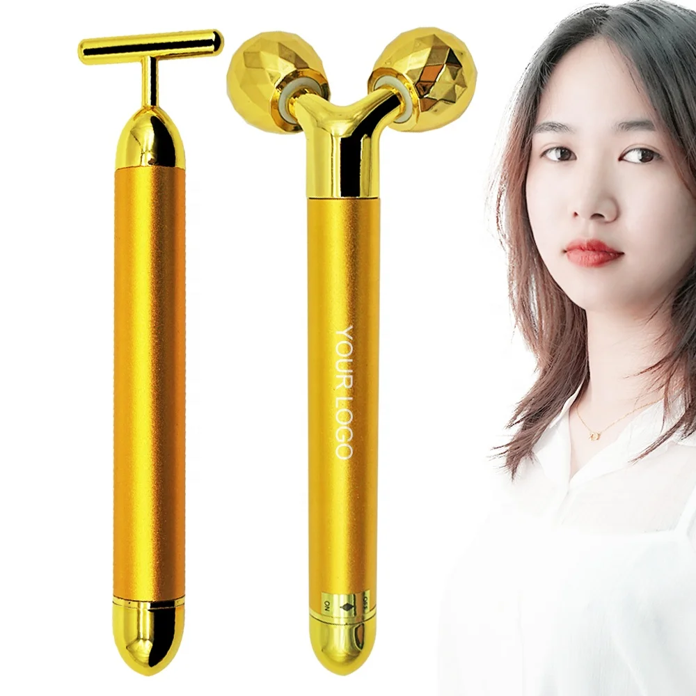 

Electric Golden 3D Face Roller Vibration Facial Massager for Face Lifting Skin Tightening