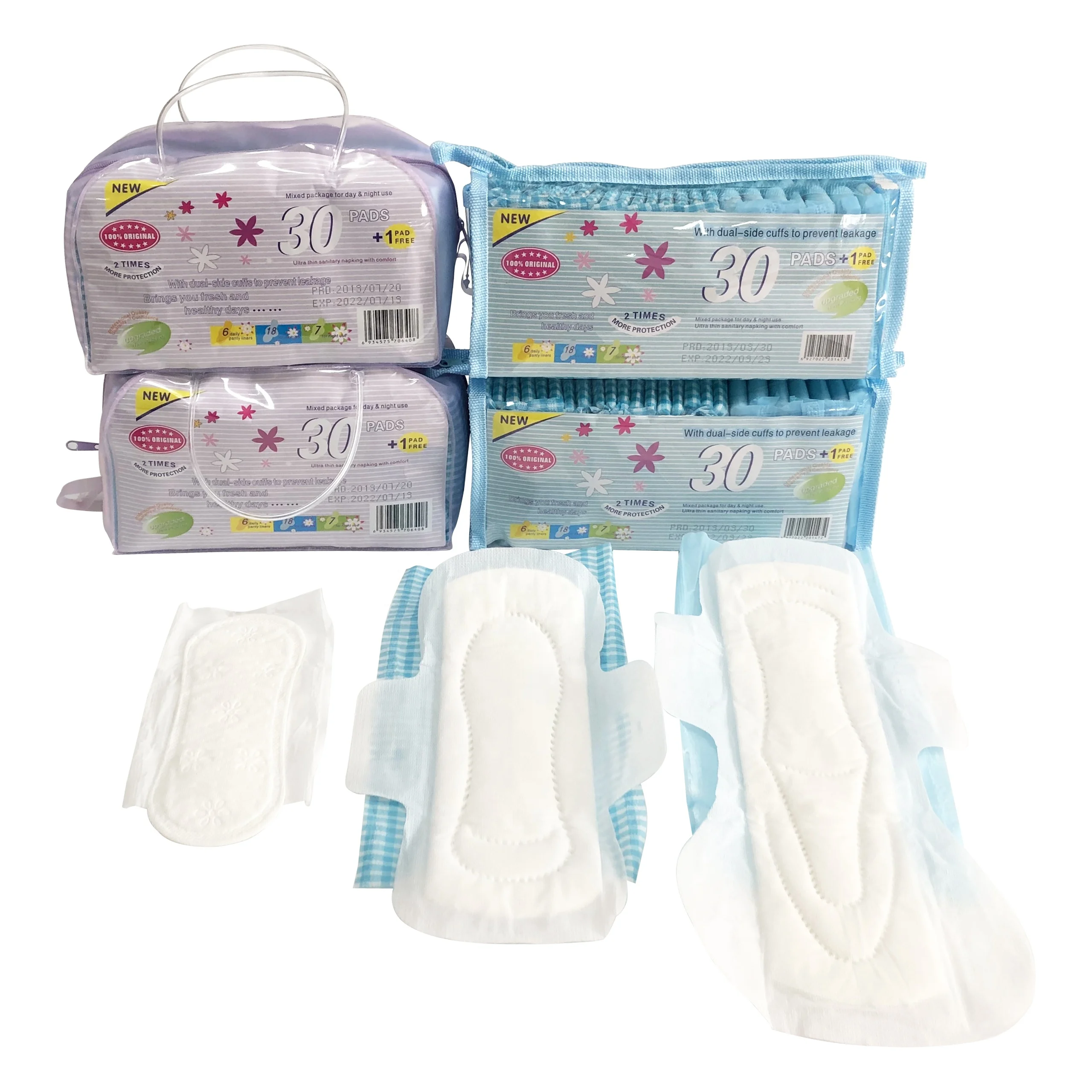 

New Free Sample full size Mixed package sanitary napkins with zip lock bag
