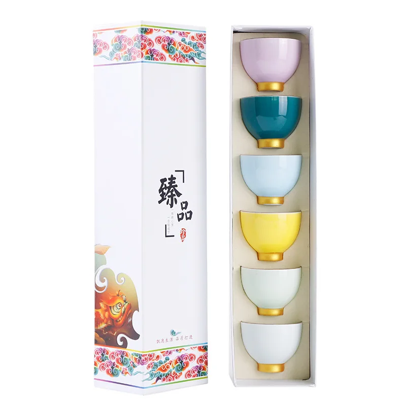 

ceramic gold-painted personal cup gift box Kung Fu tea set Japanese single mug master teacup, Like pictures