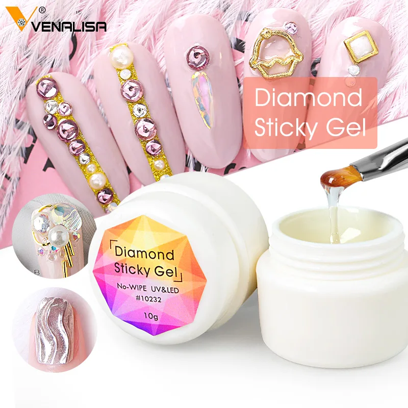 

Venalisa 10ml new nail art products of Labeling OEM soak off rhinestone diamond decoration stick gel nail glue dehydration gel