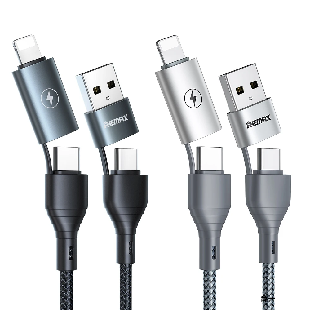 

Remax Join Us Free sample 1.2M 3A data phone charger USB cable, nylon 4 in 1 USB type C to type C