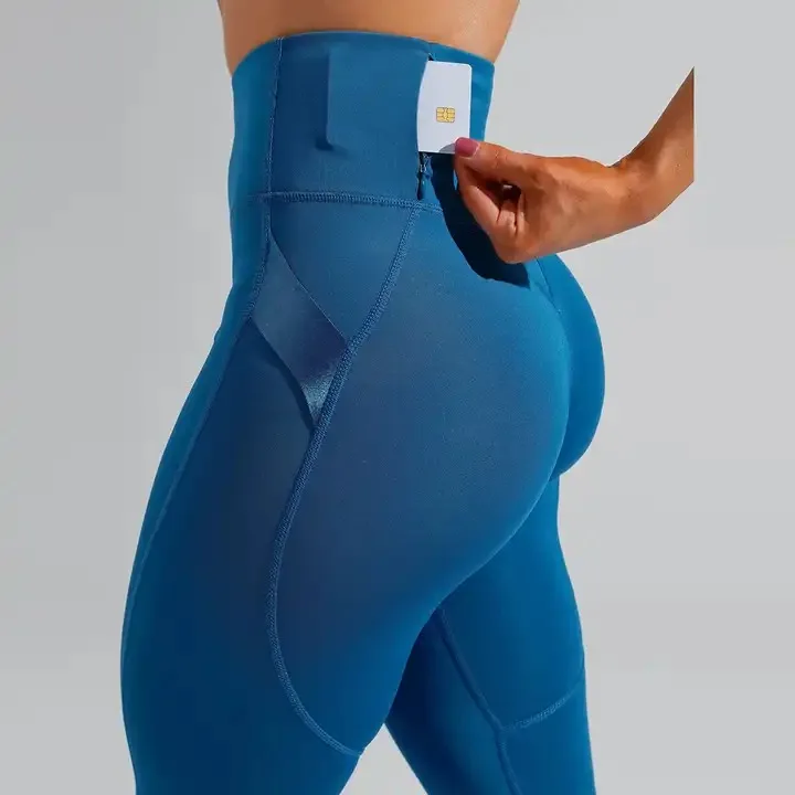 

Yoga Pants Workout Tight Fitness Leggings Nylon Spandex High Waist Butt Lift Gym Yoga Leggings With Elastic Side Loop And Pocke