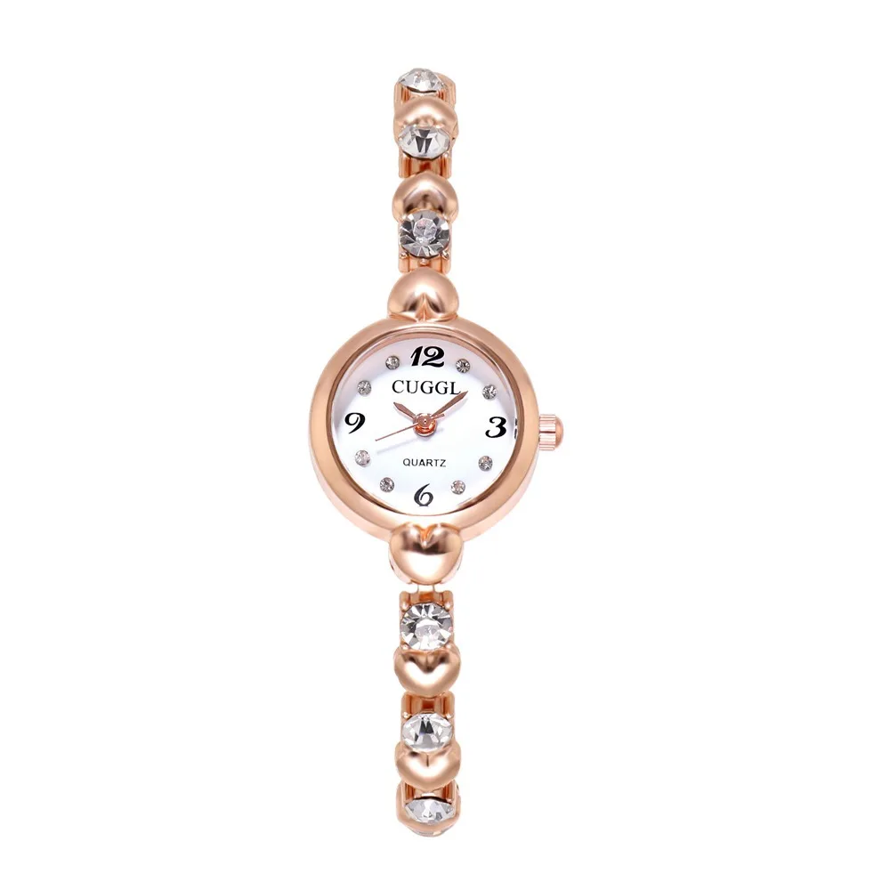 

New ladies wristwatch lovely heart compact luxury color luxury diamond round small dial bracelet for women watch reloj, 4 colors